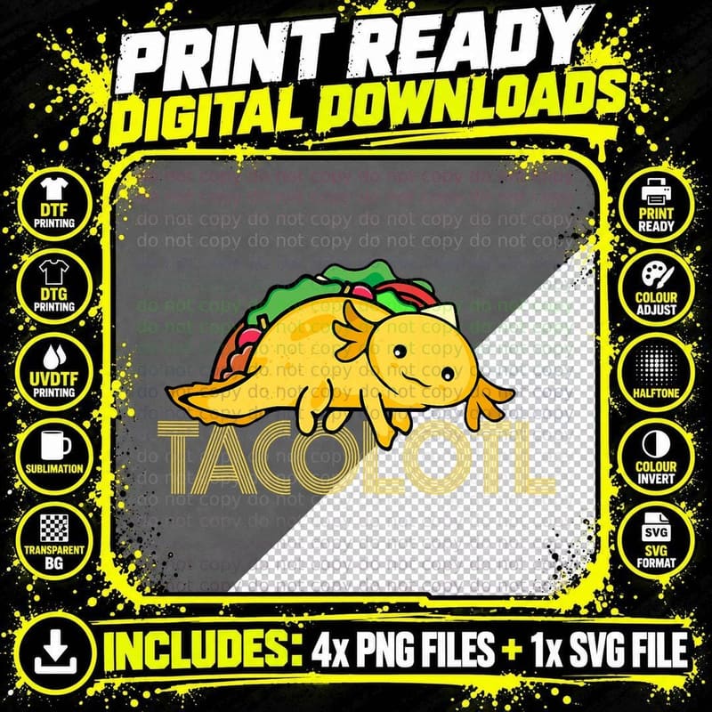 Taco Lover Men Axolotl Lover Women Cute Mexican Axolotl Png SVG Digital Bundle