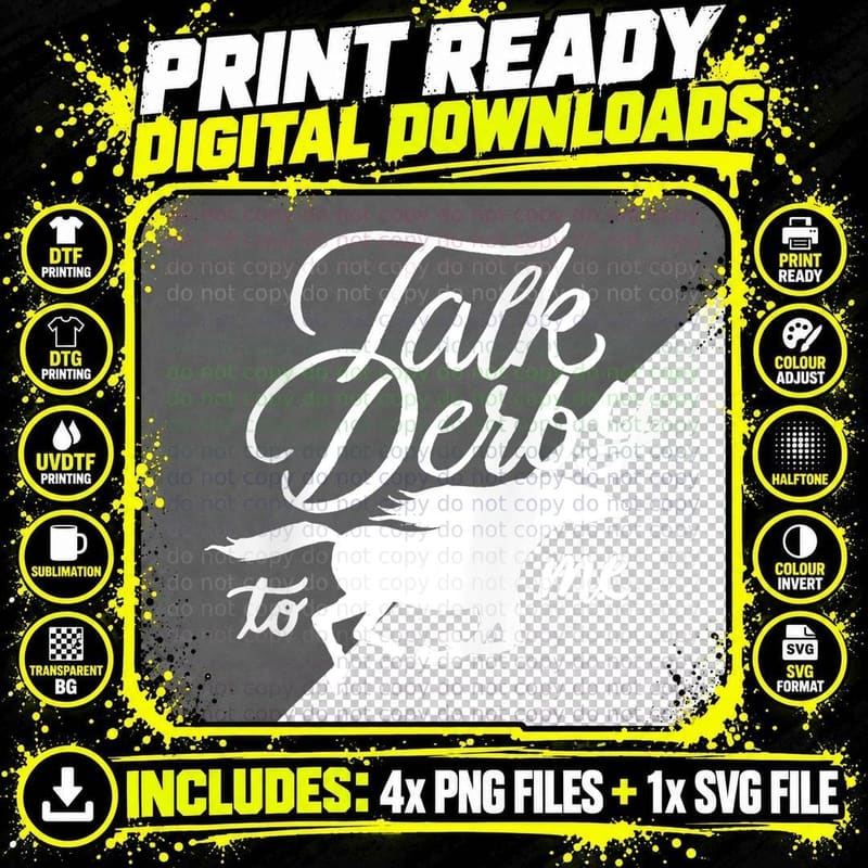 Talk Derby to Me - Funny Racing Horse Pun Quote Humor Png SVG Digital Bundle