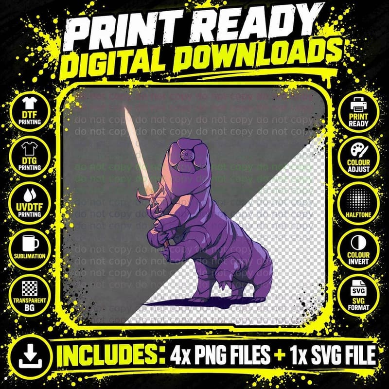 Tardigrade Warrior Swordsman Microbiology Science Water Png SVG Digital Bundle
