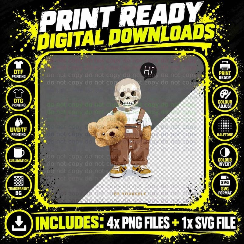 Teddy Be Severed Bear Yourself Head off Costume Party Png SVG Digital Bundle