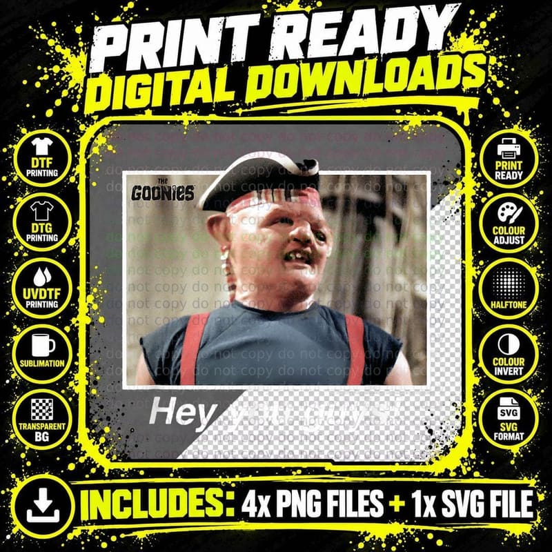 The Goonies Sloth Hey You Guys Quote T-Shirt Png SVG Digital Bundle