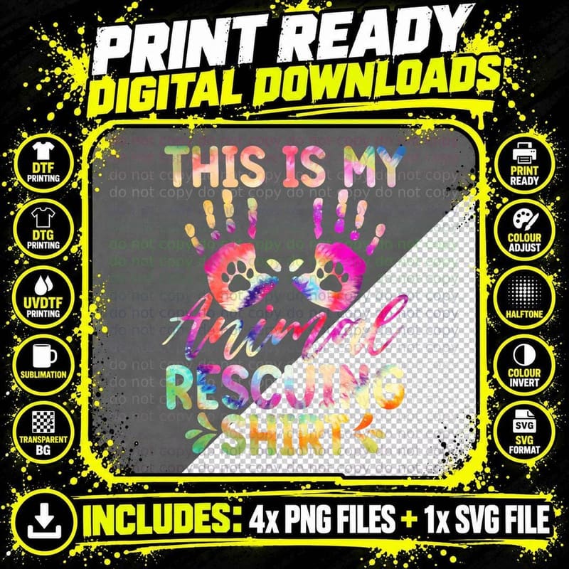 This Is My Animal Rescuing Shirt Tie Dye - Dog Cat Png SVG Digital Bundle