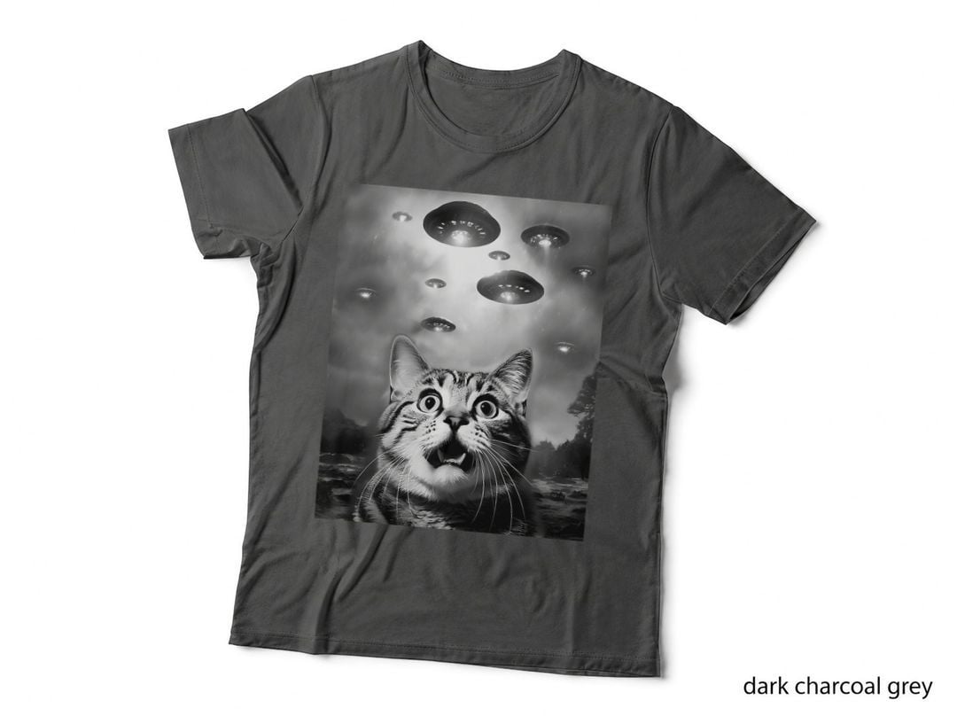 Threadweird Alien Cat UFO Funny Meme T-Shirt
