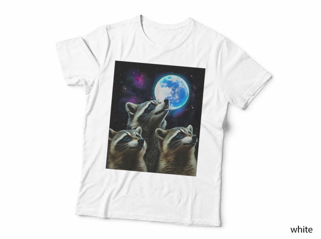 Three Raccoons Howling at the Moon Funny Raccoon Trash Panda T-Shirt
