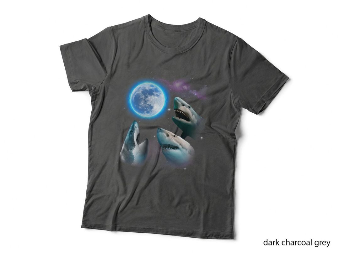 Three White Shark Howling at Moon - Shark Lovers Costume T-Shirt