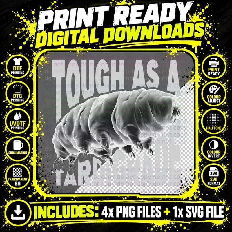 Tough as a Tardigrade - Microbiology Water Bear Moss Png SVG Digital Bundle