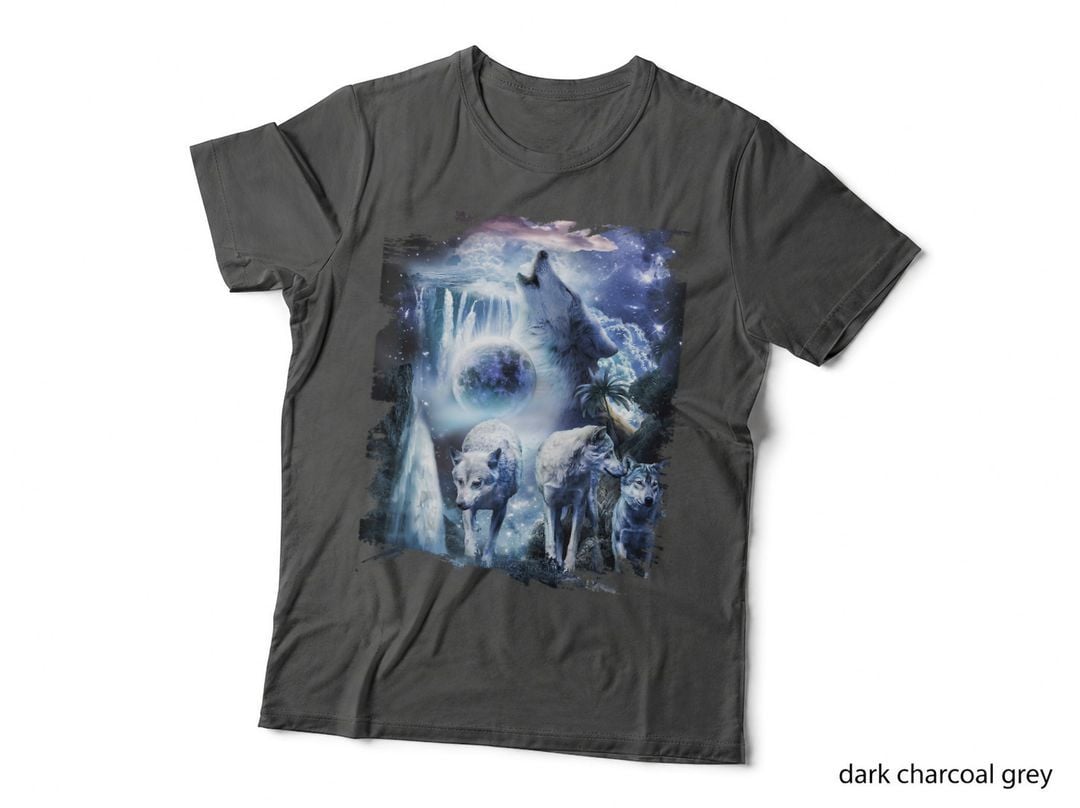 Tropical Wolves Wolf Howling at Moon, Apparel, Gift Apparel T-Shirt
