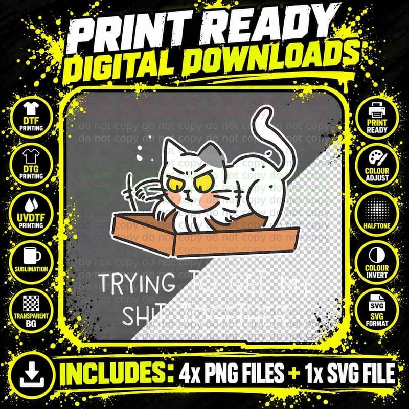 Trying to Get My Shit Together - Funny Cat T-Shirt Png SVG Digital Bundle