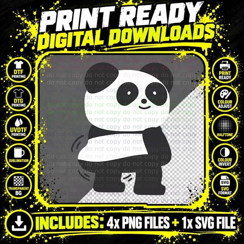Twerking Panda Funny Sarcastic Twerk T-Shirt Png SVG Digital Bundle