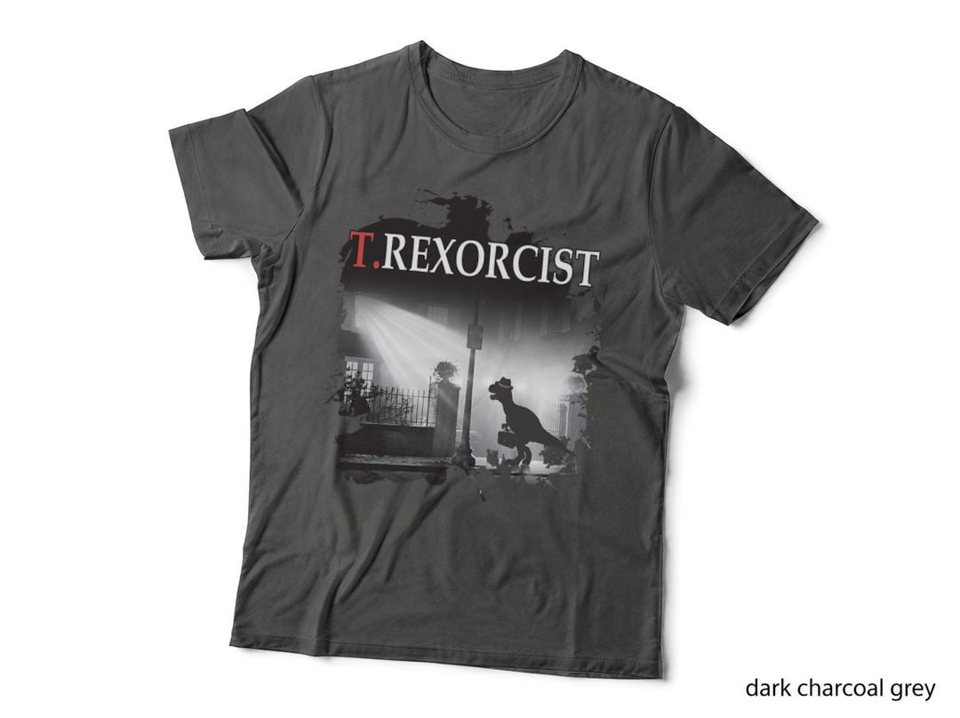 Tyrannosaurus Rex Tee Shirt - T.rexorcist Dinosaur Parody T-Shirt