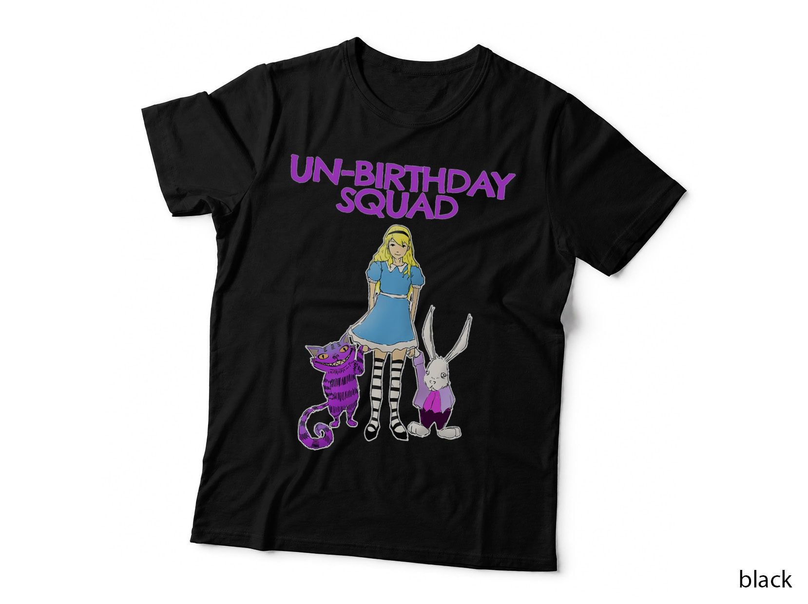 Unbirthday Squad - Alice Cheshire Grinning Cat White Rabbit T-Shirt