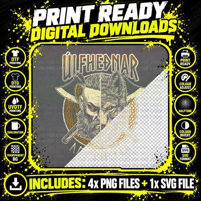 Viking Wolf Ulfhednar Pagan Nordic Valhalla Warrior Png SVG Digital Bundle
