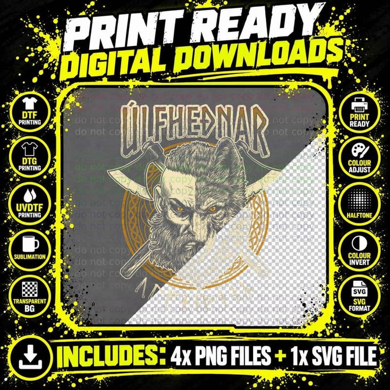 Viking Wolf Ulfhednar Pagan Valhalla Warrior T-Shirt Png SVG Digital Bundle