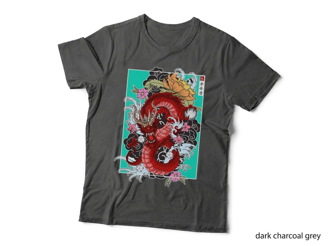 Vintage Sakura Blossom Flowers Japanese Dragon Culture Gift T-Shirt