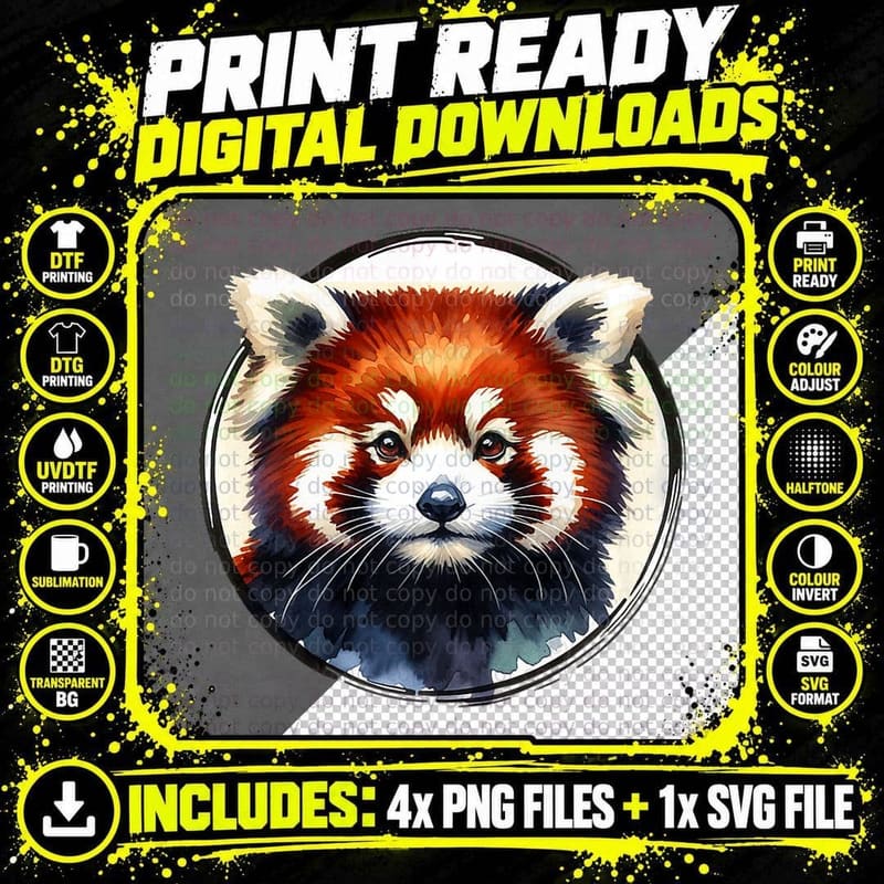 Watercolor Red Panda Red Panda Lovers Png SVG Digital Bundle