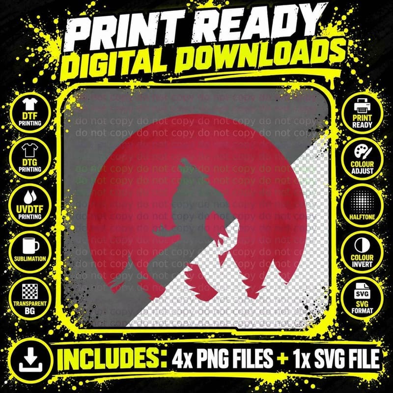 Werewolf Blood Red Moon Wolf Full Moon Boys Girls Men Png SVG Digital Bundle