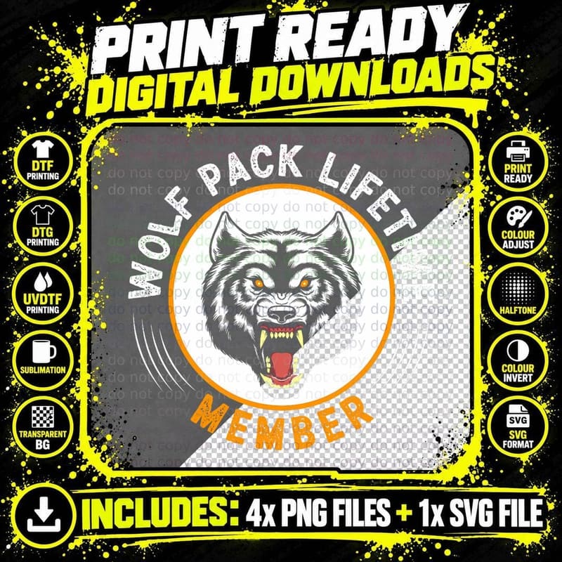 Wolf Pack Lifetime Member T-Shirt Png SVG Digital Bundle