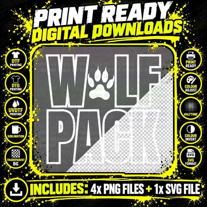 Wolf Pack Sport Teams T-Shirt Png SVG Digital Bundle