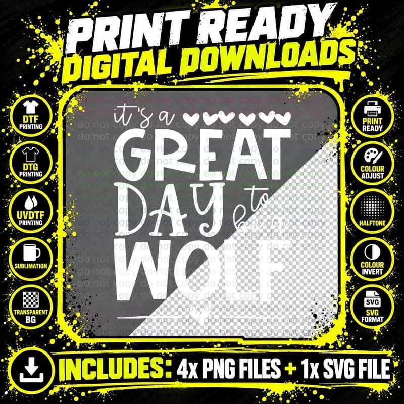 Wolf Wolves School Sports Fan Team Spirit Great Day Png SVG Digital Bundle