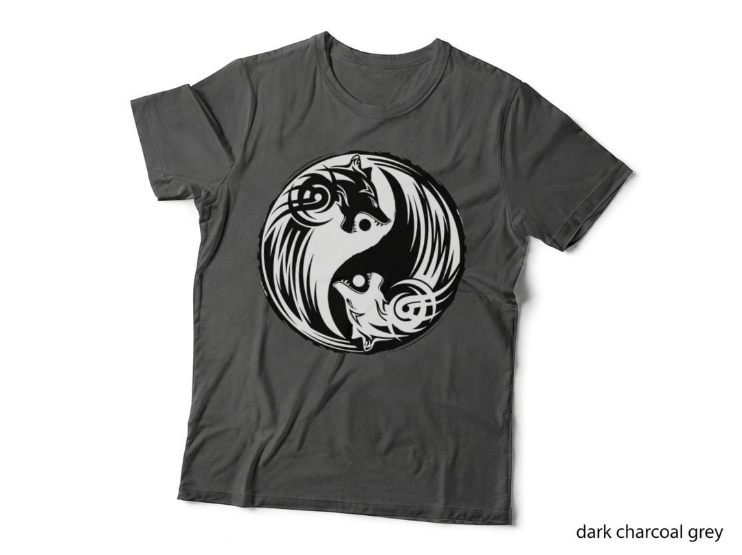 Wolf Yin Yang T Shirt Wolf Tribal Shirt Norse Viking Skol T-Shirt