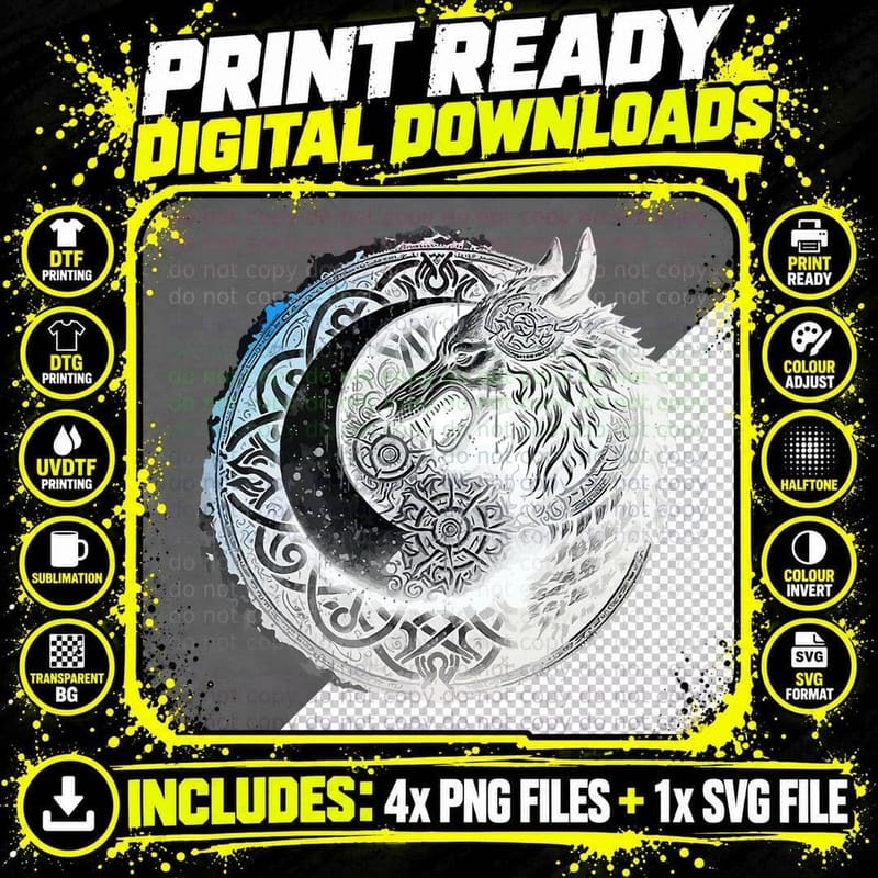Wolf of Odin Viking Mythology Warrior Dad Wolves Themed Png SVG Digital Bundle