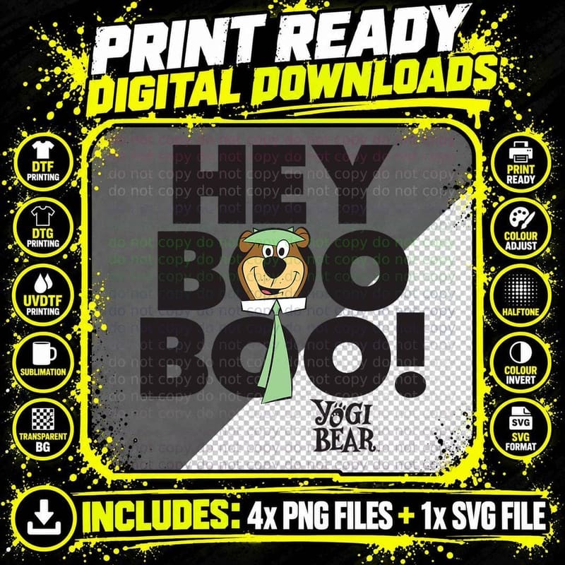 Yogi Bear Hey Boo Boo T-Shirt Png SVG Digital Bundle