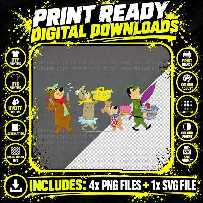 Yogi Bear Marching to the Picnic T-Shirt Png SVG Digital Bundle