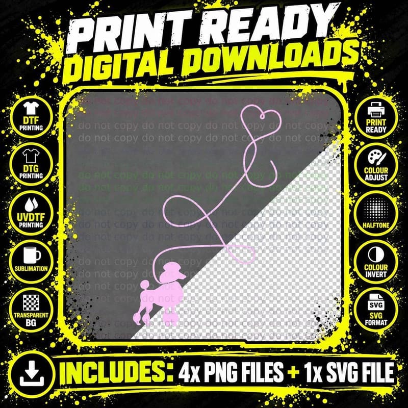 1950's Sock Hop Costume T-Shirt - Dog Cute Poodle Heart Png SVG Digital Bundle