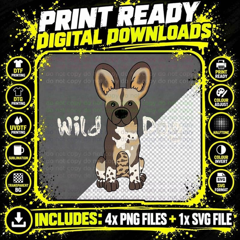 African Wild Dog T-Shirt Png SVG Digital Bundle