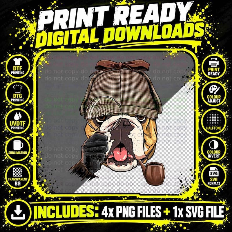 American Bulldog Detective American Bulldog Dog Lover Png SVG Digital Bundle