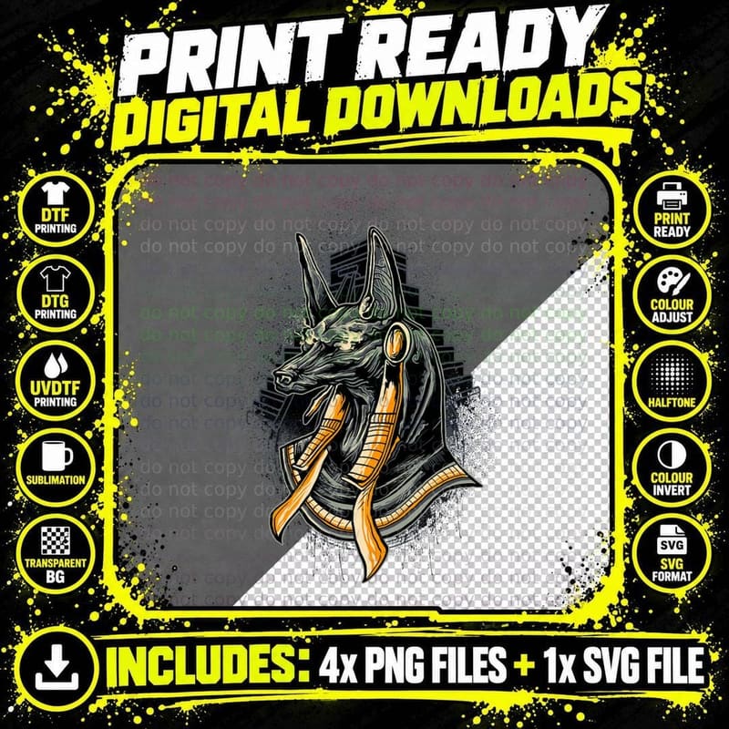 Ancient Egyptian Dog King Anubis T-Shirt Png SVG Digital Bundle