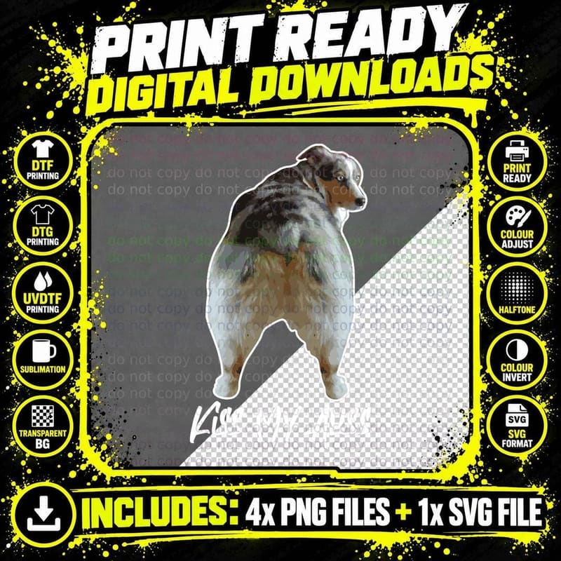 Aussie Shepherd Love Dog Australian Shepard Kiss My Auss Png SVG Digital Bundle