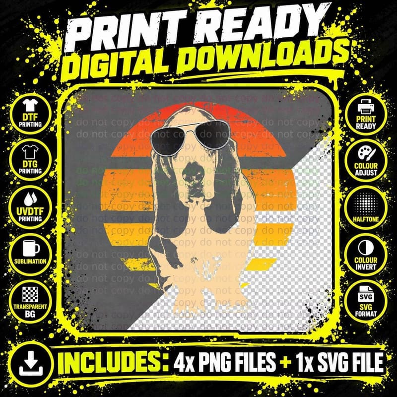Basset Hound Dog Breed T-Shirt Png SVG Digital Bundle