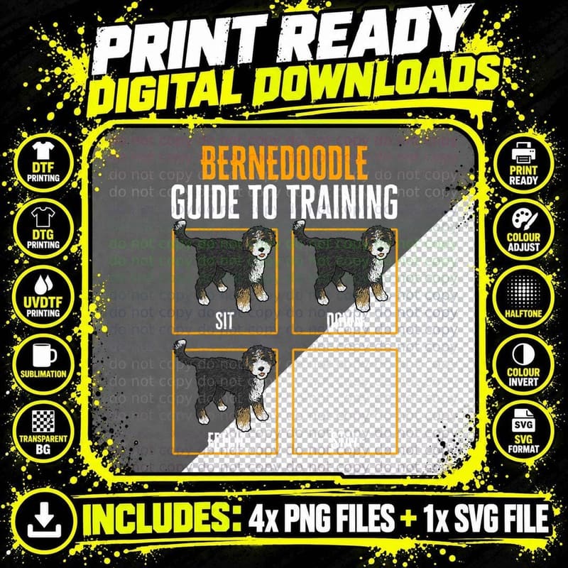 Bernedoodle Dog Guide to Training Bernedoodle T-Shirt Png SVG Digital Bundle
