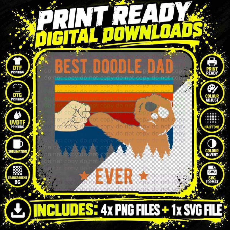 Best Doodle Dad Ever - Funny Dog Goldendoodle Png SVG Digital Bundle