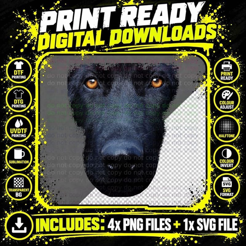 Black Shepherd Dog Lover Dark Brown Dog Face T-Shirt Png SVG Digital Bundle