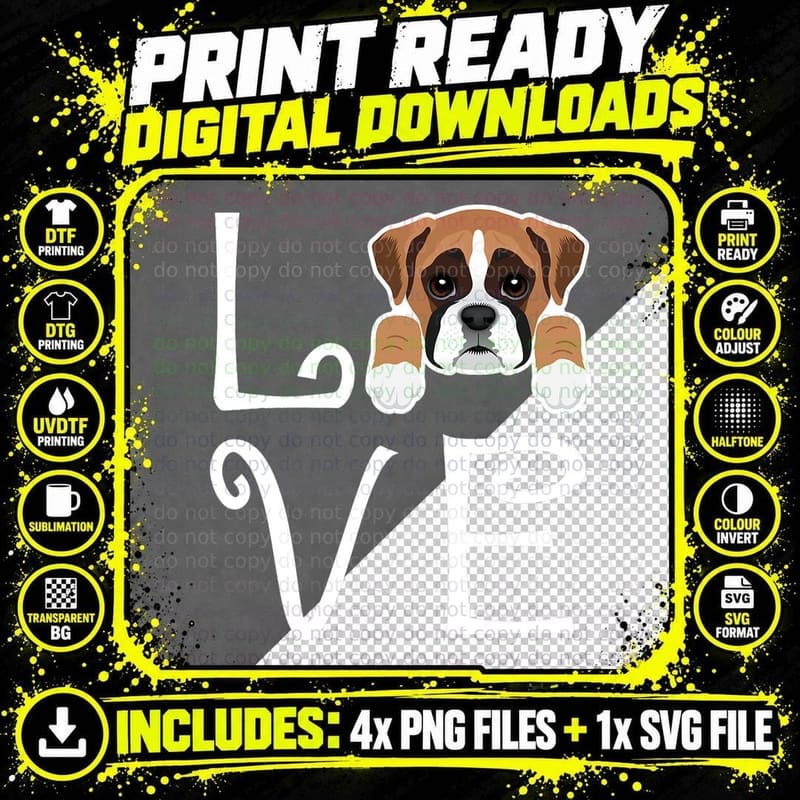 Boxer Love Dog Owner Boxer Puppy T-Shirt Png SVG Digital Bundle