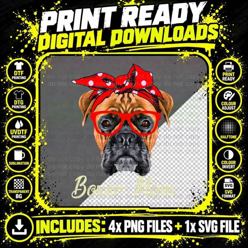 Boxer Mom Dogs Tee Mothers Day Dog Lovers Gifts for Png SVG Digital Bundle