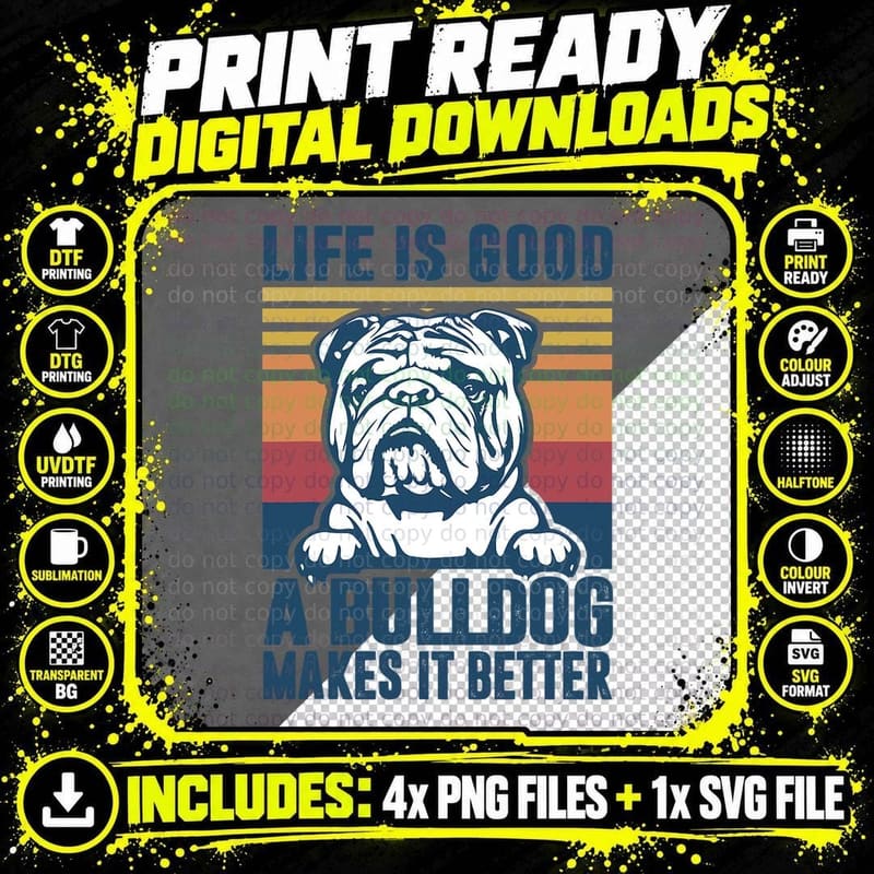 Bulldog Gifts for Women Men Dog Dad Dog Mom English Png SVG Digital Bundle