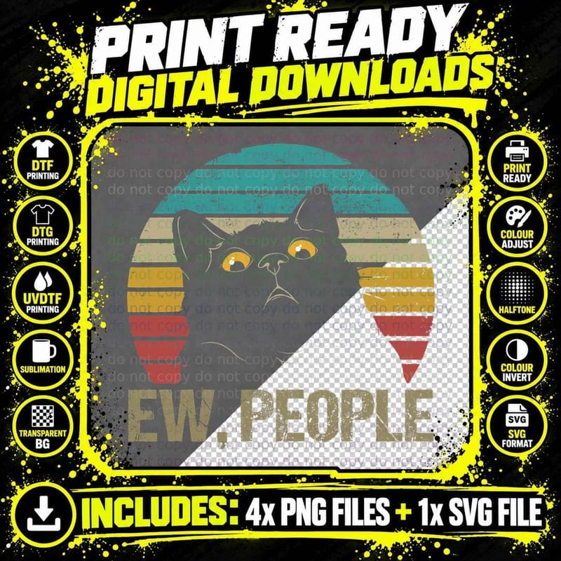 Cat Ew People T-Shirt Png SVG Digital Bundle