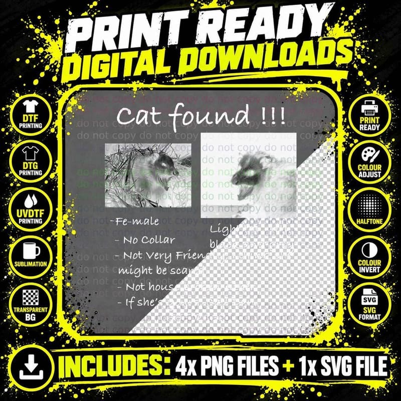 Cat Found! Funny Pet Opossum Possum T-Shirt Png SVG Digital Bundle