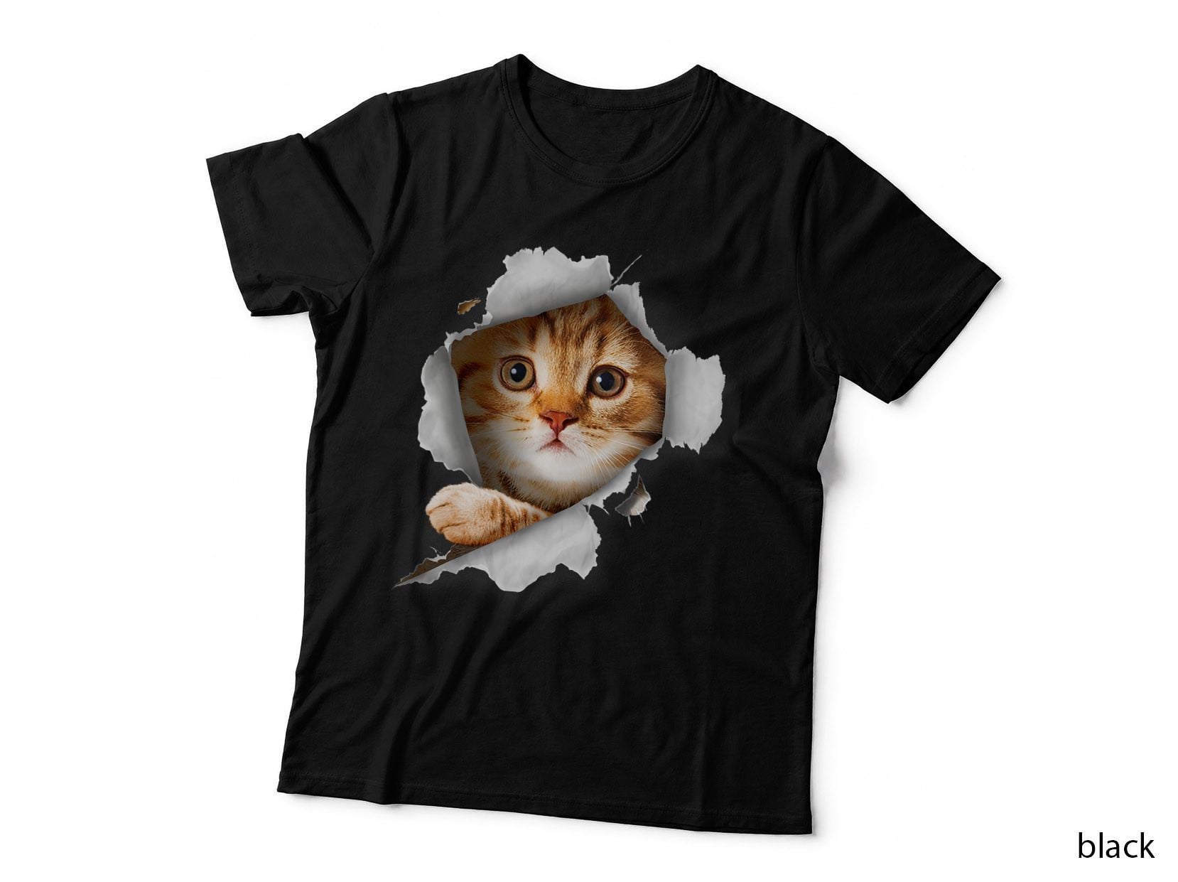 Cat Shirt, Orange Cat Tshirt, Cat Torn Cloth Shirt, Kitten T-Shirt