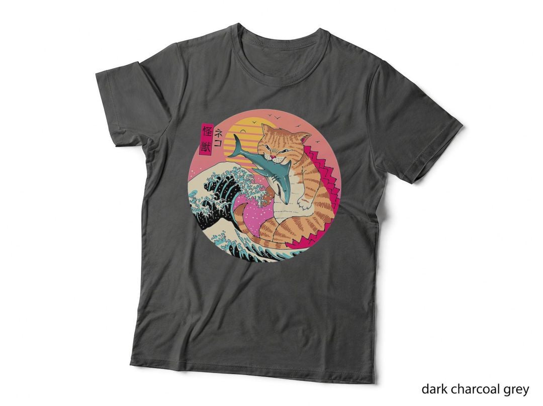 Catzilla Vintage Cute Cat Art Japanese Cat Lover for Girls T-Shirt