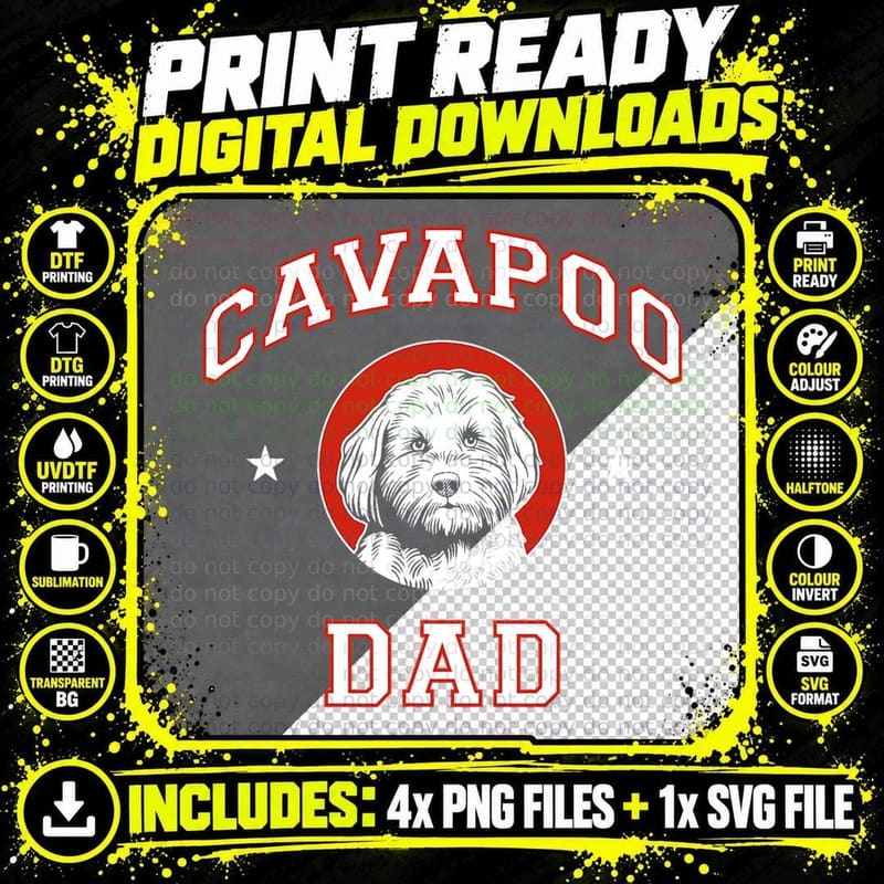 Cavapoo Dad Dog Father T-Shirt Png SVG Digital Bundle