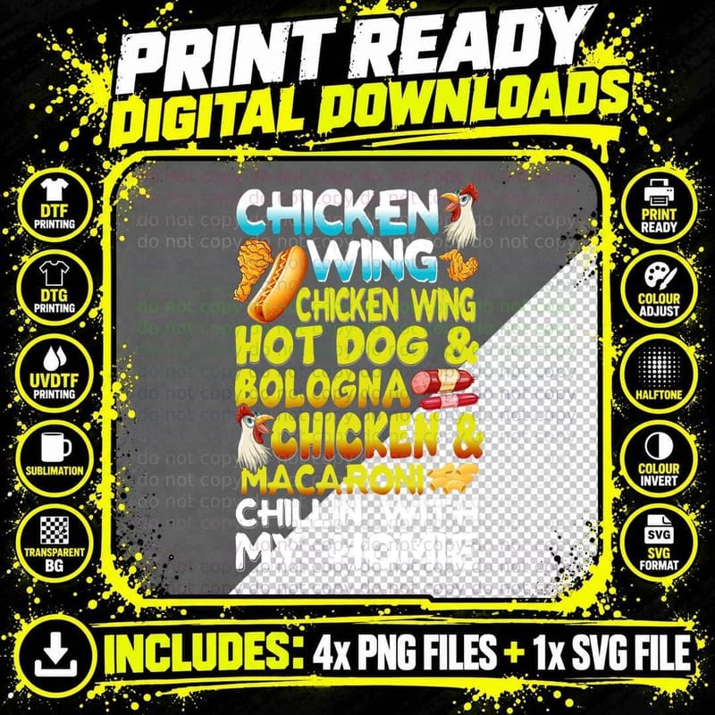 Chicken Wings Chicken Wings Hot Dog & Bologna Chicken Png SVG Digital Bundle