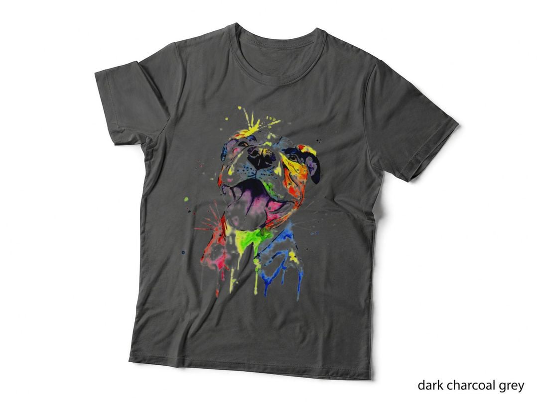 Colorful Pit-Bull Terrier Dog Love-R Dad Mom, Boy Girl Funny T-Shirt