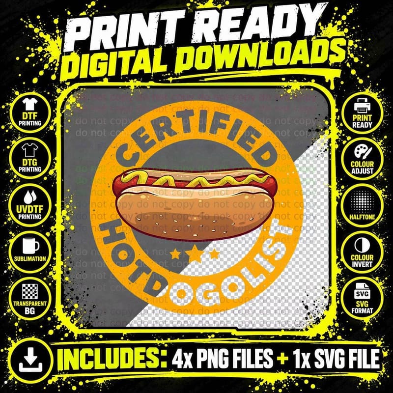 Cool Hot Dog Design for Men Women Boys Sausage Hot Dog Png SVG Digital Bundle