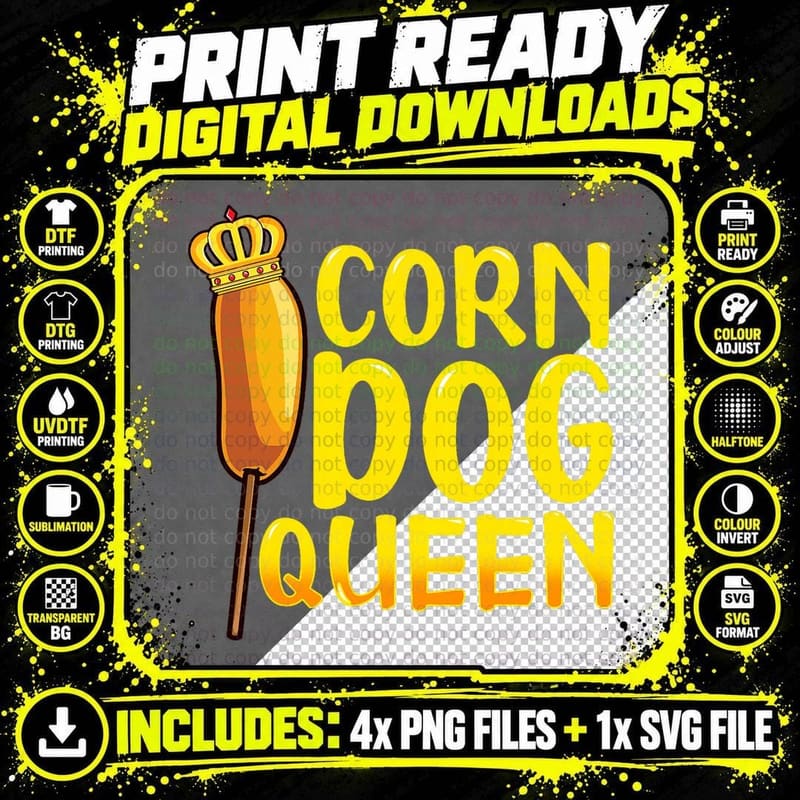 Corn Dog Queen Shirt - Funny Corndog Hot Dog Sausage Png SVG Digital Bundle