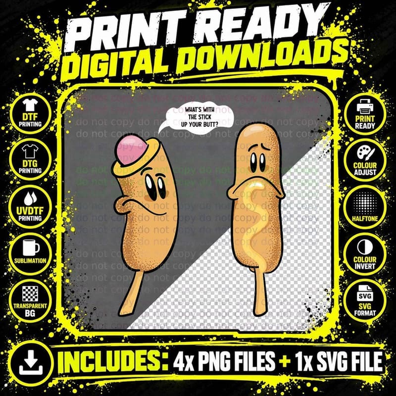 Corny Food Hot Dog Lover Corndog Man Funny Corn Dog Png SVG Digital Bundle