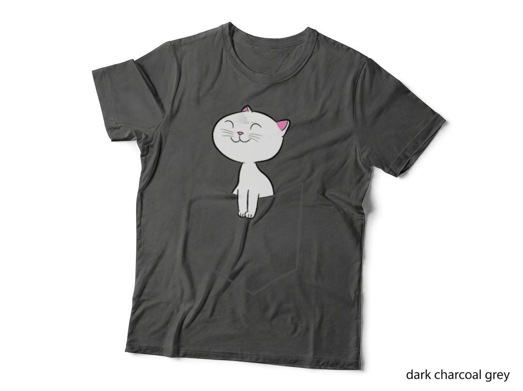 Cute Cat in a Pocket Funny Cat, Dad Kids Yoga Fitness Dog T-Shirt